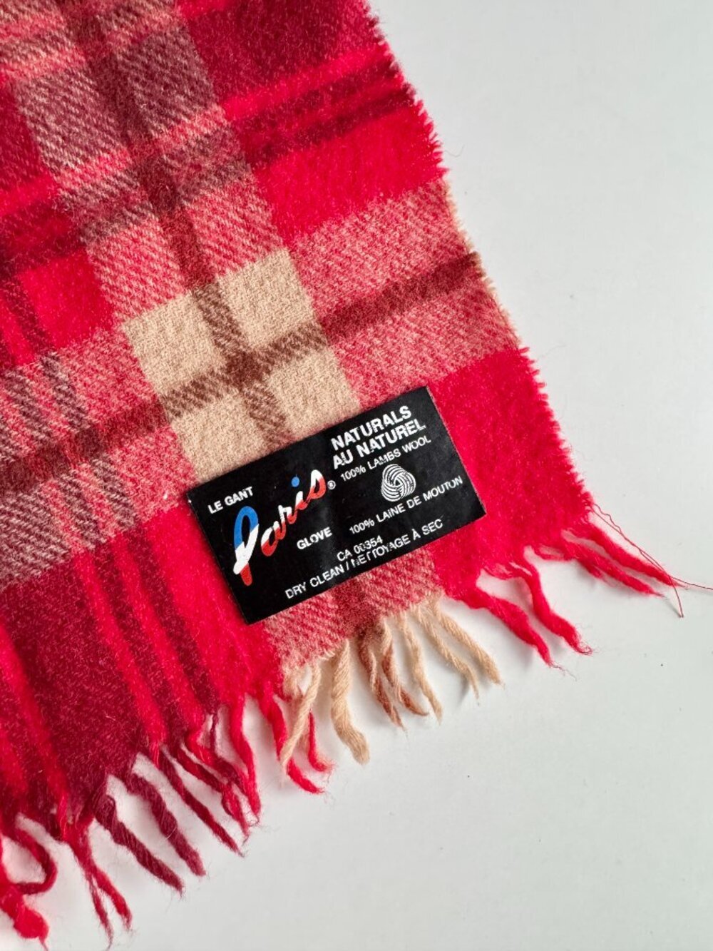 PARIS Red Tartan Check 100% Lambswool Fringed Rectangle Scarf - Picture 7 of 11